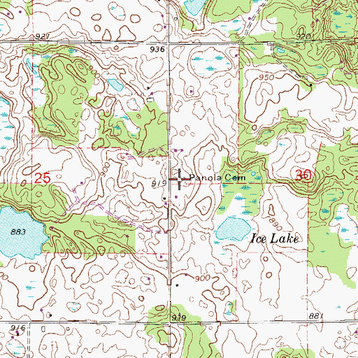 Topographic Map of Panola German Methodist Cemetery, MN