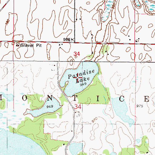 Topographic Map of Paradise Lake, MN