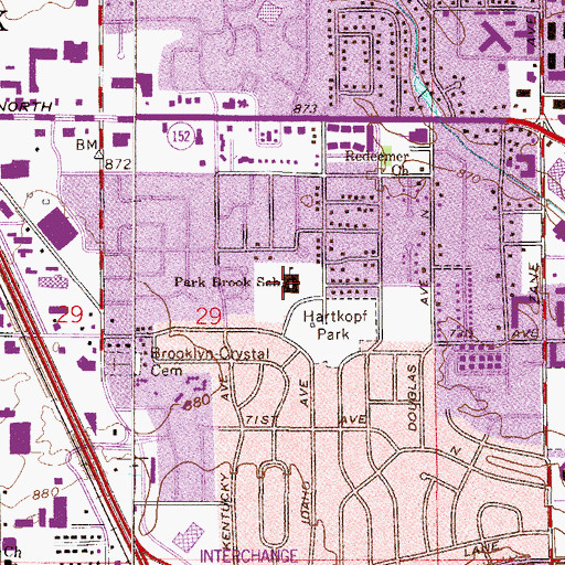 Topographic Map of Park Brook Elementary School, MN