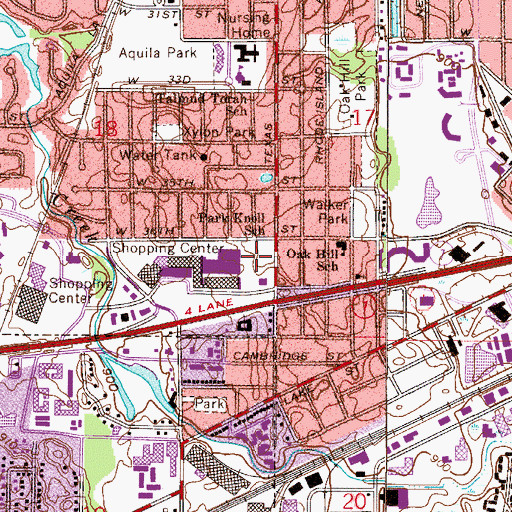 Topographic Map of Park Knoll School, MN