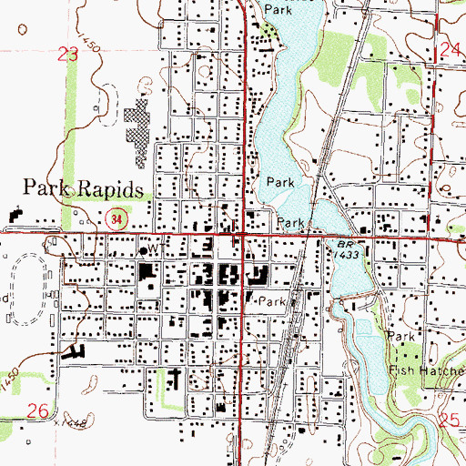 Topographic Map of Park Rapids, MN