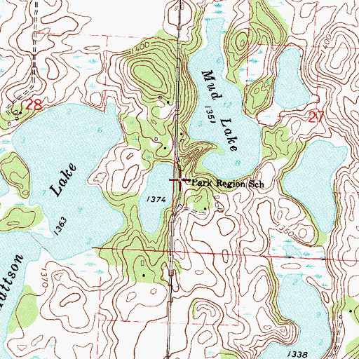 Topographic Map of Park Region School, MN