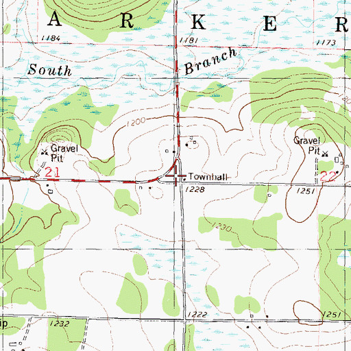 Topographic Map of Parker Town Hall, MN