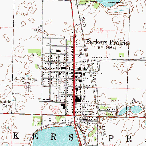 Topographic Map of Parkers Prairie, MN