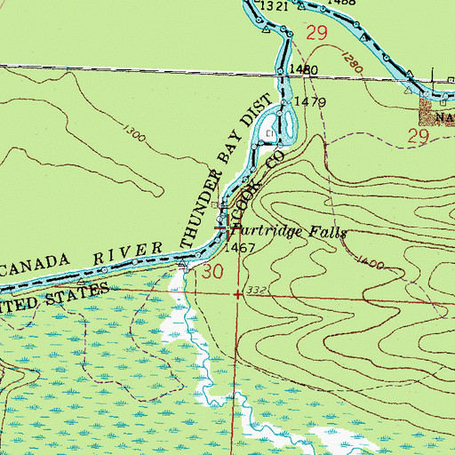 Topographic Map of Partridge Falls, MN