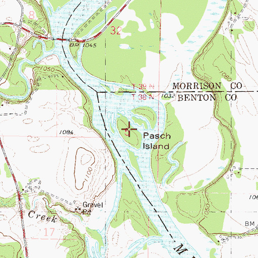 Topographic Map of Pasch Island, MN