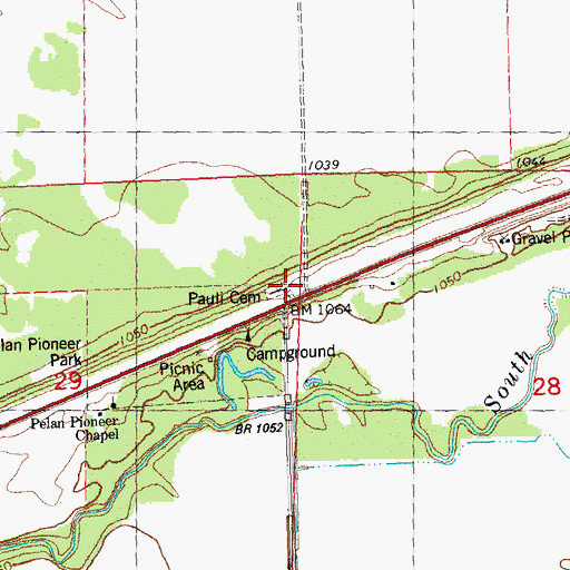 Topographic Map of Pauli Church, MN