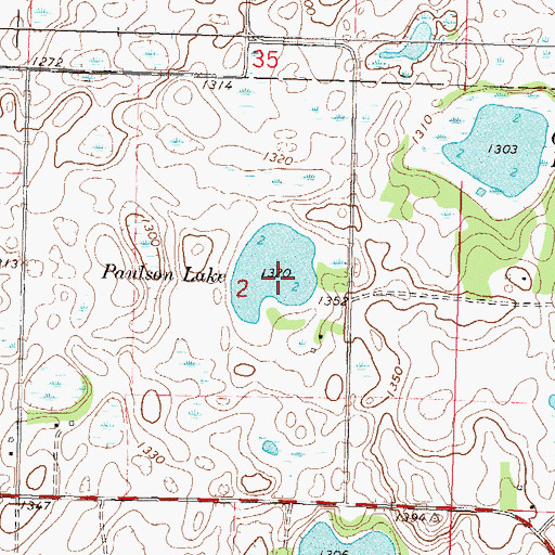 Topographic Map of Paulson Lake, MN