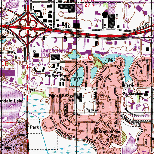 Topographic Map of Paulys Pond Park, MN