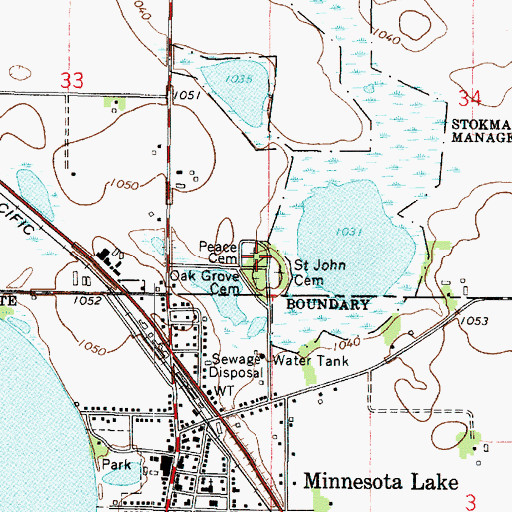 Topographic Map of Peace Cemetery, MN