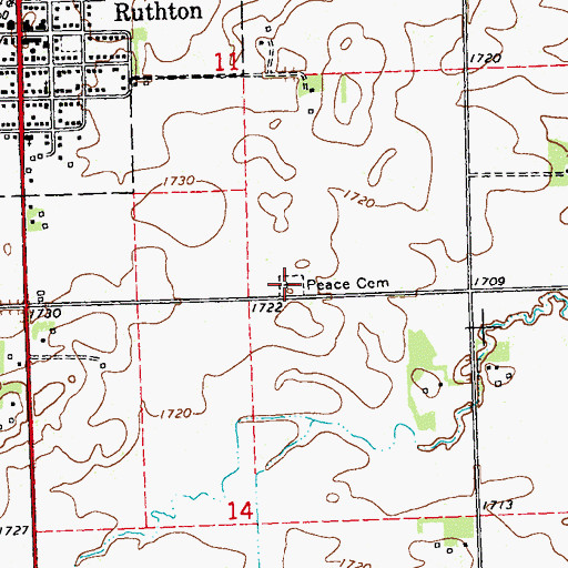 Topographic Map of Peace Cemetery, MN
