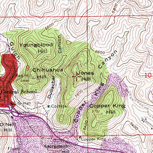 Topographic Map of Jones Hill, AZ