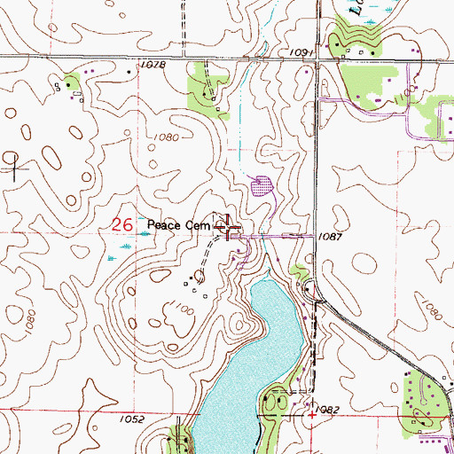 Topographic Map of Peace Cemetery, MN