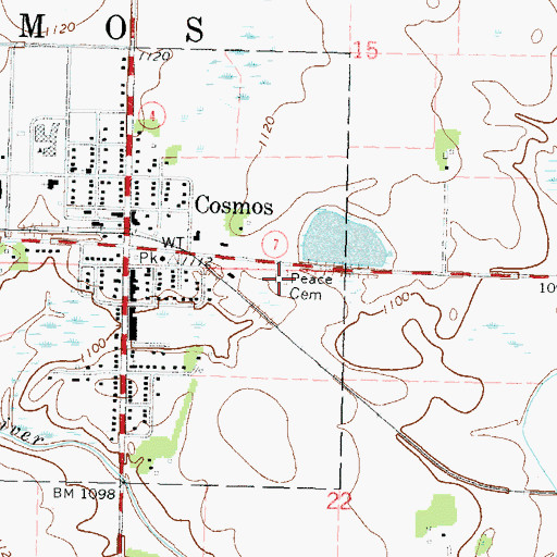 Topographic Map of Peace Cemetery, MN