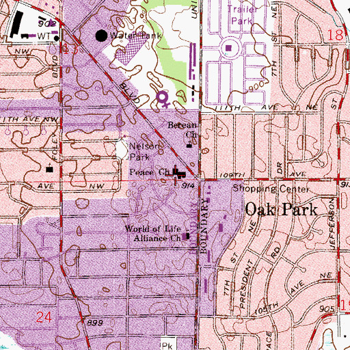 Topographic Map of Peace Church, MN