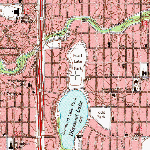 Topographic Map of Pearl Lake Park, MN
