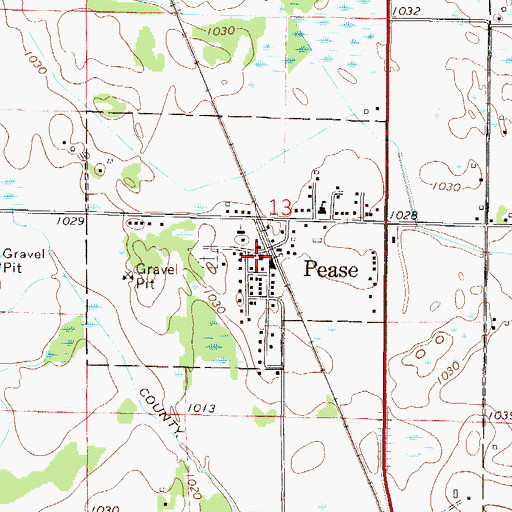 Topographic Map of Pease, MN