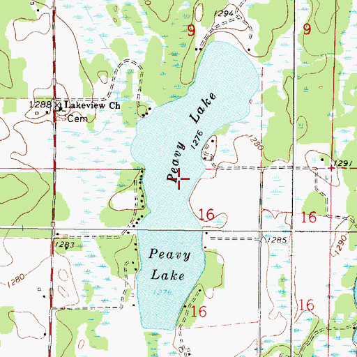 Topographic Map of Peavy Lake, MN