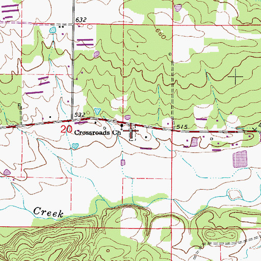 Topographic Map of Crossroads Cemetery, AR