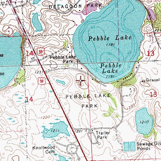 Topographic Map of Pebble Lake Park, MN