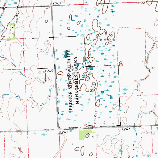 Topographic Map of Pednor State Wildlife Management Area, MN