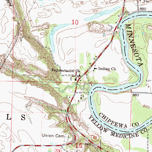Topographic Map of Pejuhutazizi Church, MN