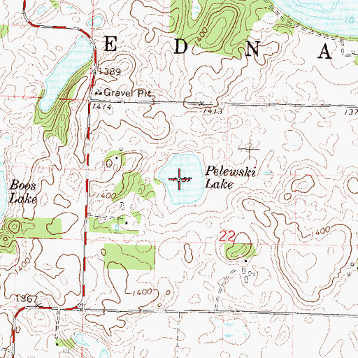 Topographic Map of Pelewski Lake, MN