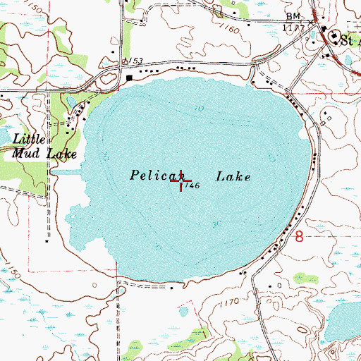 Topographic Map of Pelican Lake, MN