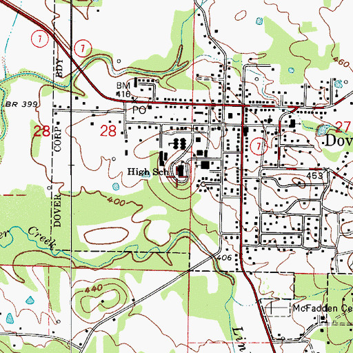 Topographic Map of Jamison Cemetery, AR