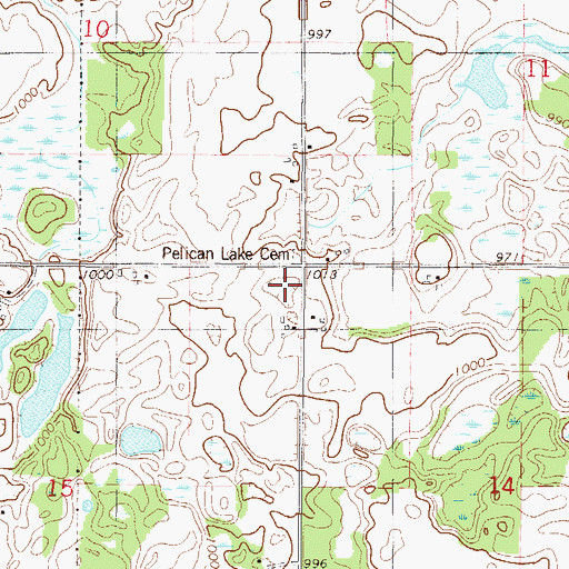 Topographic Map of Pelican Lake Cemetery, MN