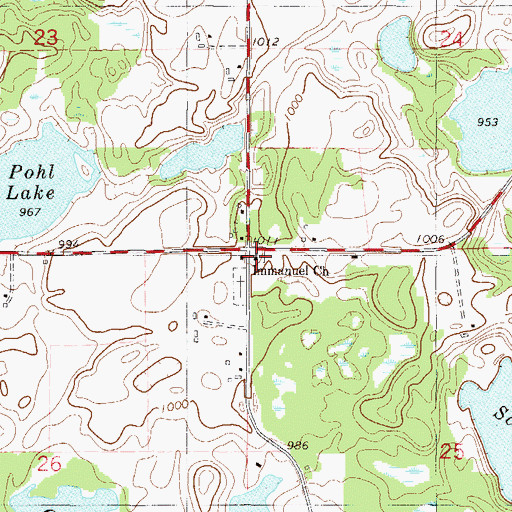 Topographic Map of Pelican Lake Church, MN