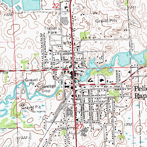 Topographic Map of Pelican Rapids, MN