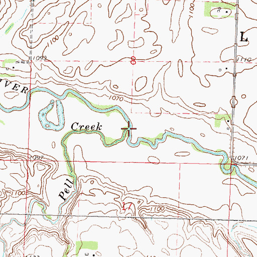 Topographic Map of Pell Creek, MN