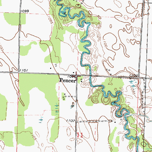 Topographic Map of Pencer, MN