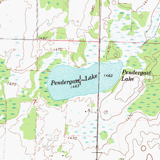 Topographic Map of Pendergast Lake, MN