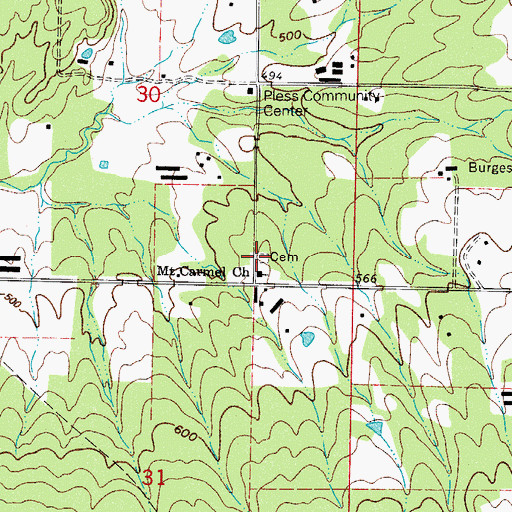 Topographic Map of Mount Carmel Cemetery, AR