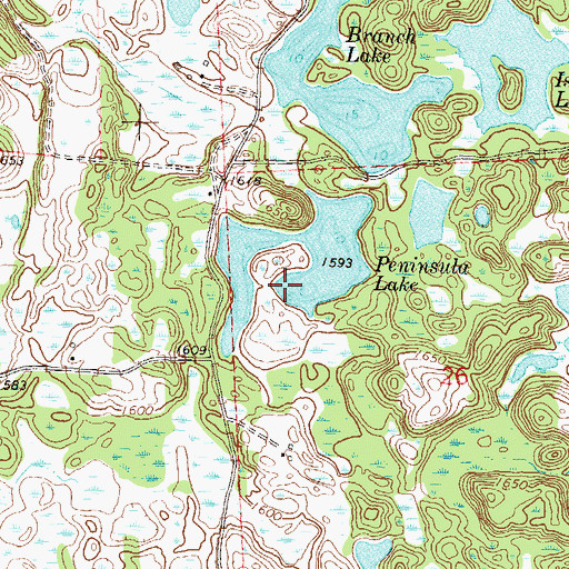 Topographic Map of Peninsula Lake, MN