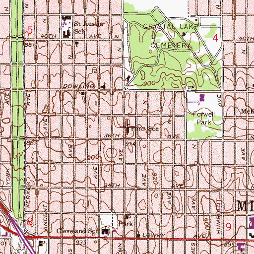 Topographic Map of Penn School, MN