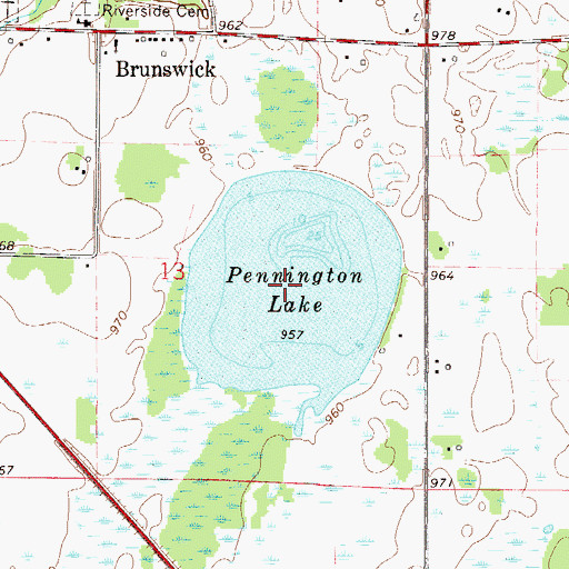 Topographic Map of Pennington Lake, MN