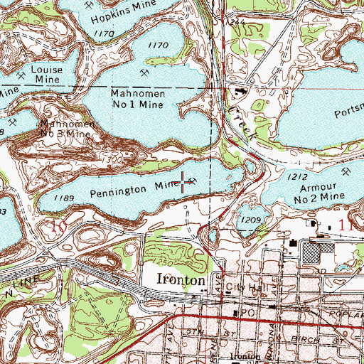 Topographic Map of Pennington Mine, MN