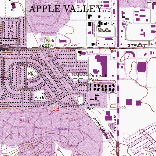 Topographic Map of Pennock Park, MN