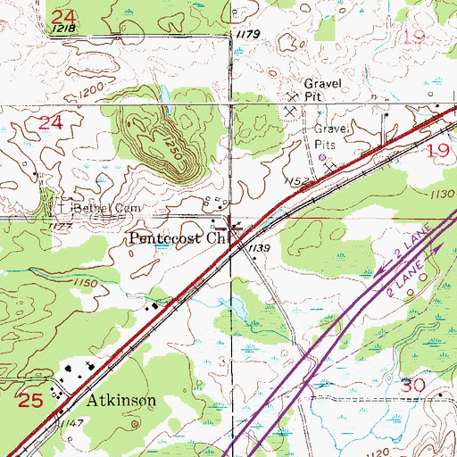 Topographic Map of Pentecost Church, MN