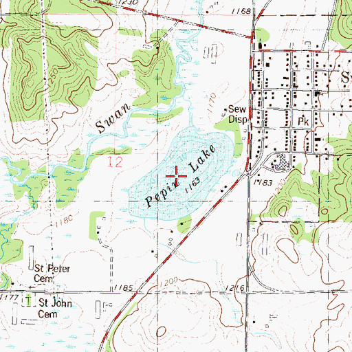Topographic Map of Lake Pepin, MN