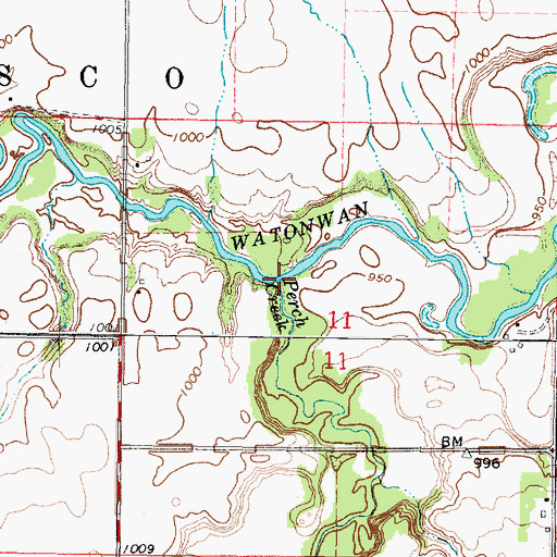 Topographic Map of Perch Creek, MN