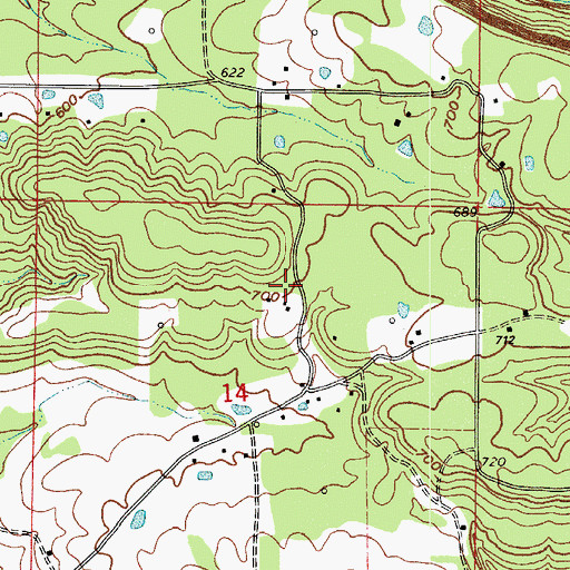 Topographic Map of Pine Hill Chapel (historical), AR