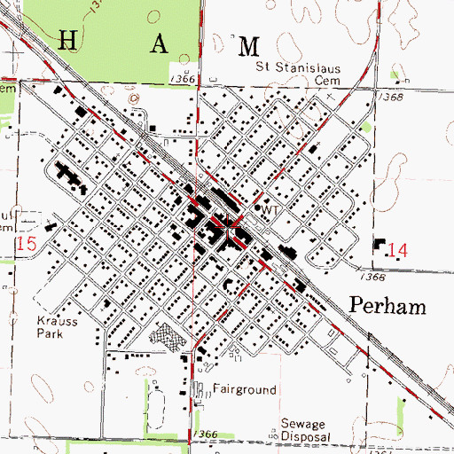 Topographic Map of Perham, MN