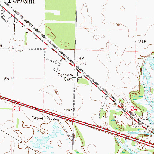 Topographic Map of Perham Cemetery, MN