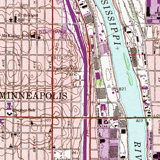 Topographic Map of Perkins Hill Park, MN