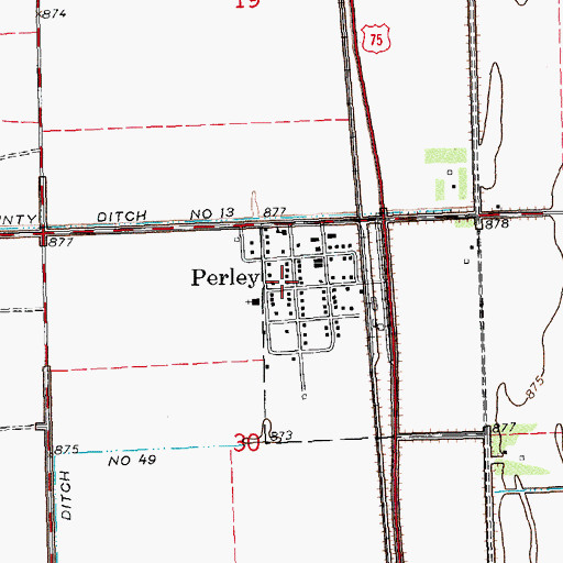 Topographic Map of Perley, MN