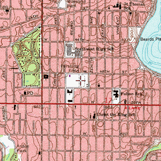 Topographic Map of Pershing Field, MN